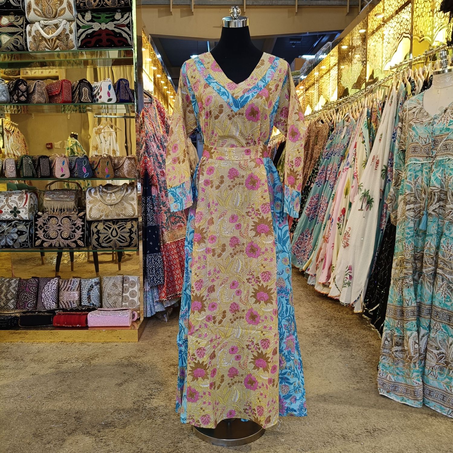 2XL-3XL Noor Printed Cotton Dress 57" Long Jalabiya