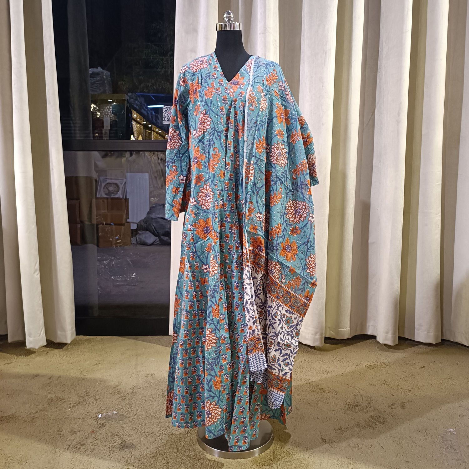 Free size Cotton Abaya With Sheila length 57” Long