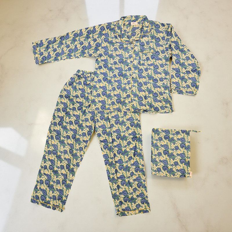 2XL-3XL Cotton 39" Pajamas Set full sleeves