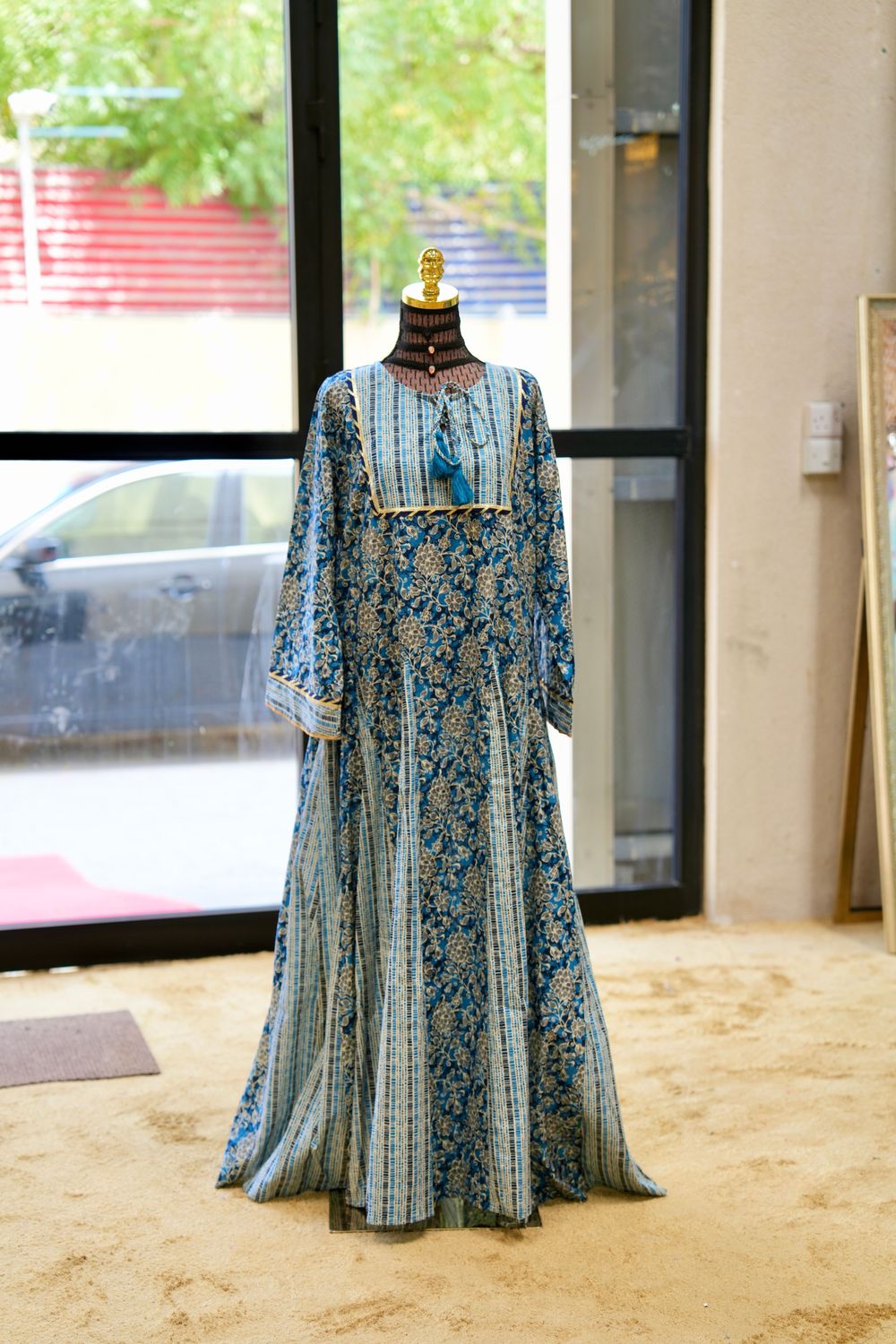 S-M  Anaya Printed Cotton Dress 57" Long Jalabiya