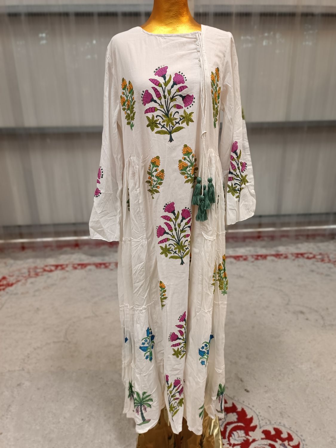 S/M Cindrella Printed Cotton Dress 57" Long Jalabiya