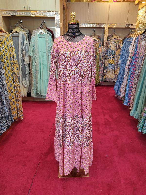 L/XL Moon Crystal Printed Dress 57" Long Jalabiya