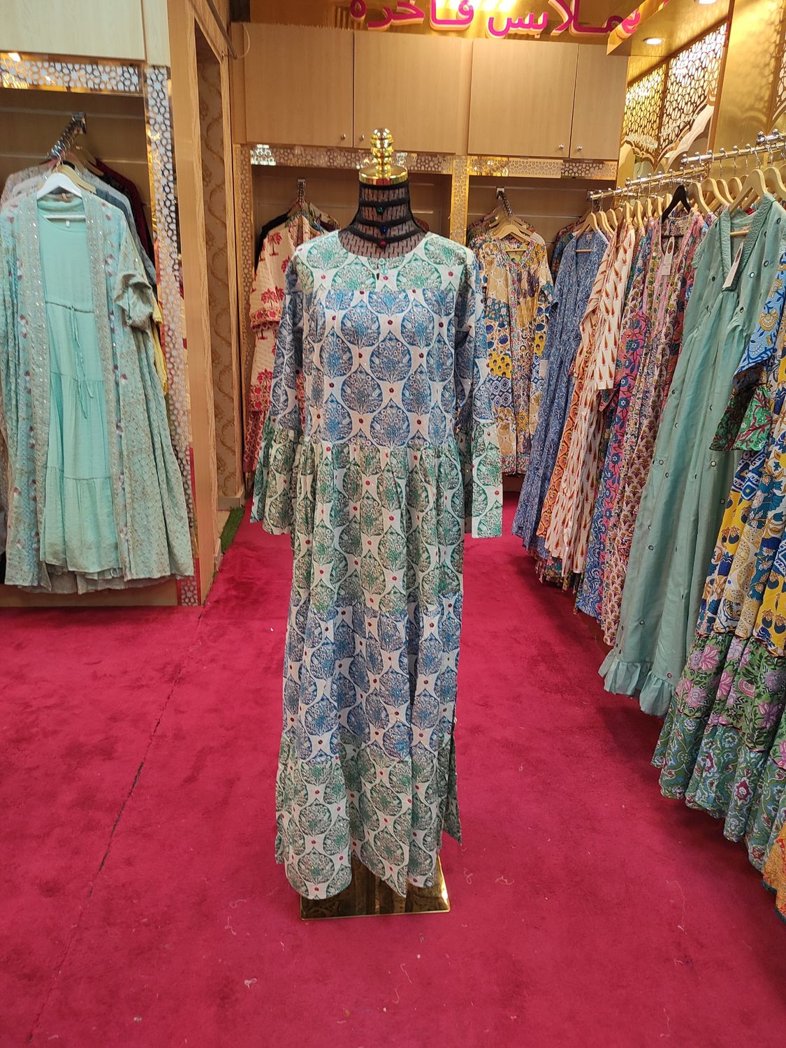 S/M Moon Crystal Printed Dress 57" Long Jalabiya