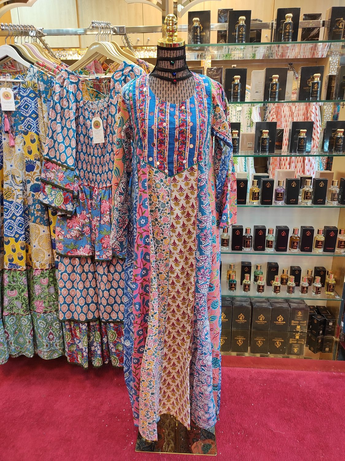 XS/S Malaysia Printed Cotton Dress 54" Long Jalabiya