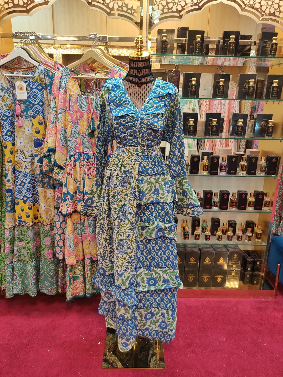 2XL/3XL Sabah Printed Cotton Dress 56" Long Jalabiya