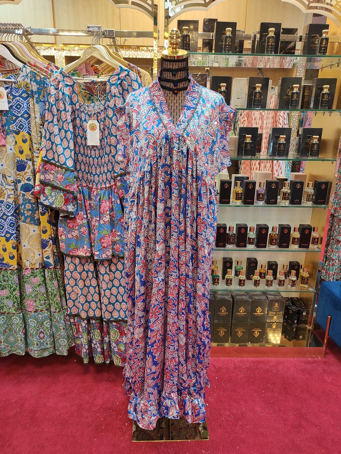 2XL/3XL  Amani Printed Silk Dress 57" Long Jalabiya