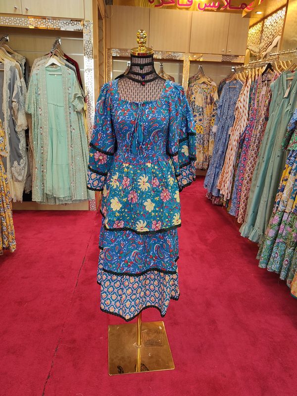 10-11 Year Rahima Printed Cotton Dress 46" Long Jalabiya