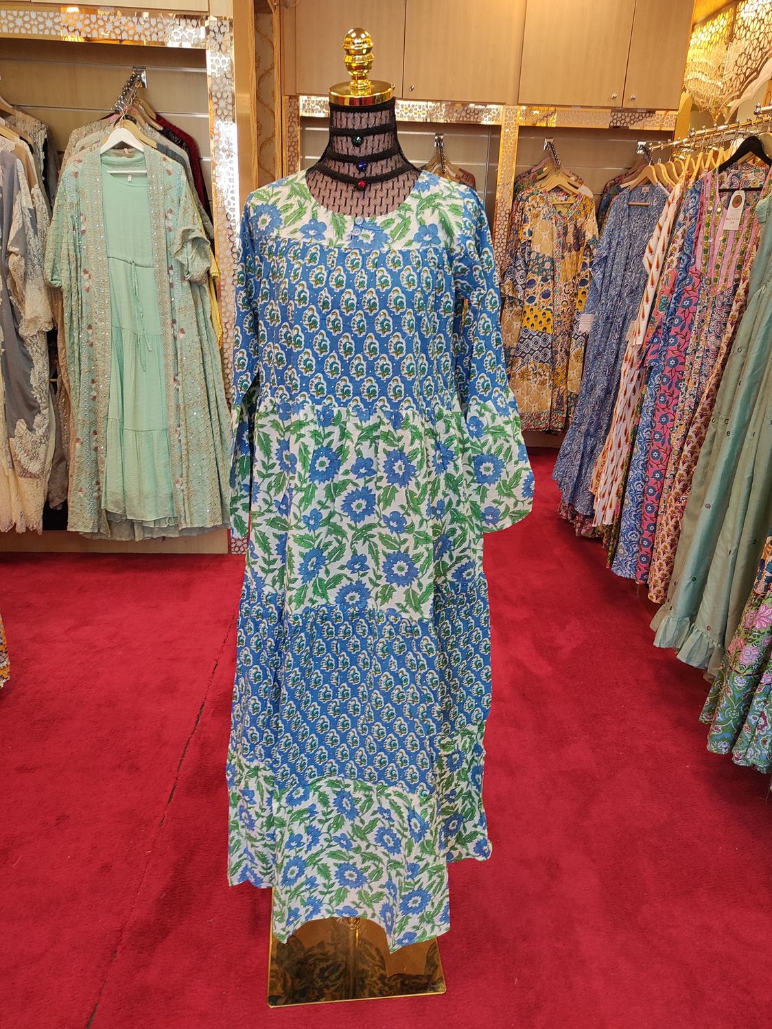 S/XS Moon Crystal Printed Dress 57" Long Jalabiya