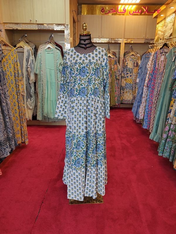 L/XL Moon Crystal Printed Dress 57" Long Jalabiya