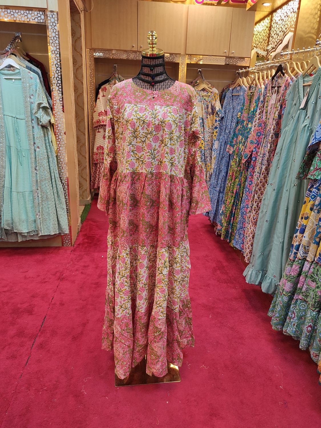 S/M Moon Crystal Printed Dress 57" Long Jalabiya