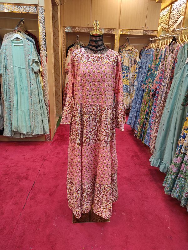 S/M Moon Crystal Printed Dress 57" Long Jalabiya