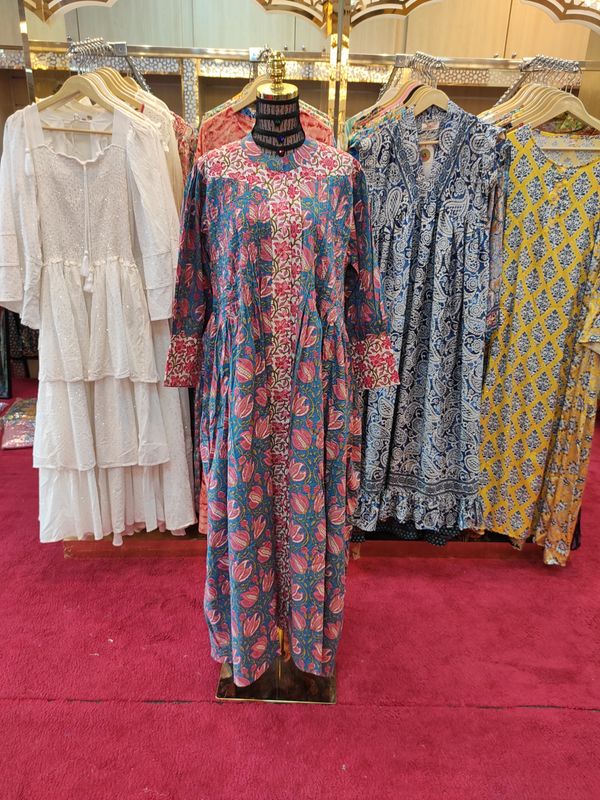 L/XL  Aafreen Printed Cotton Dress 57" Long Jalabiya