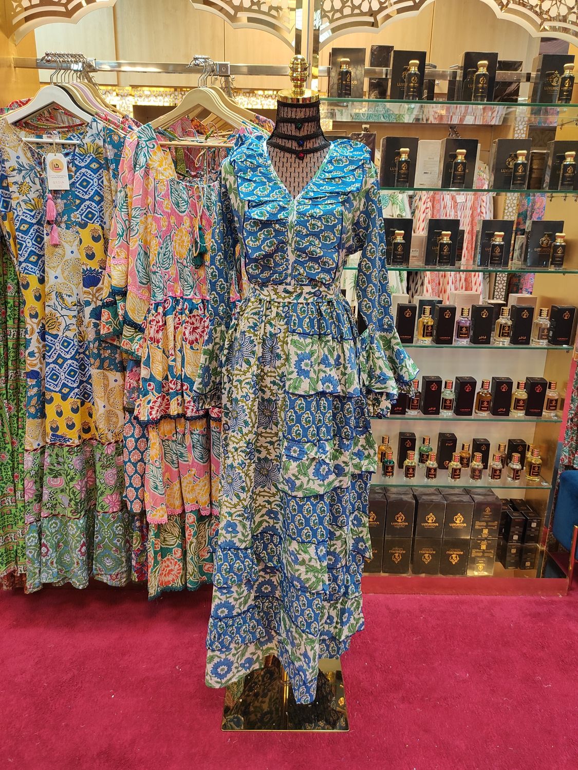 S/M Sabah  Printed Cotton Dress 57" Long Jalabiya