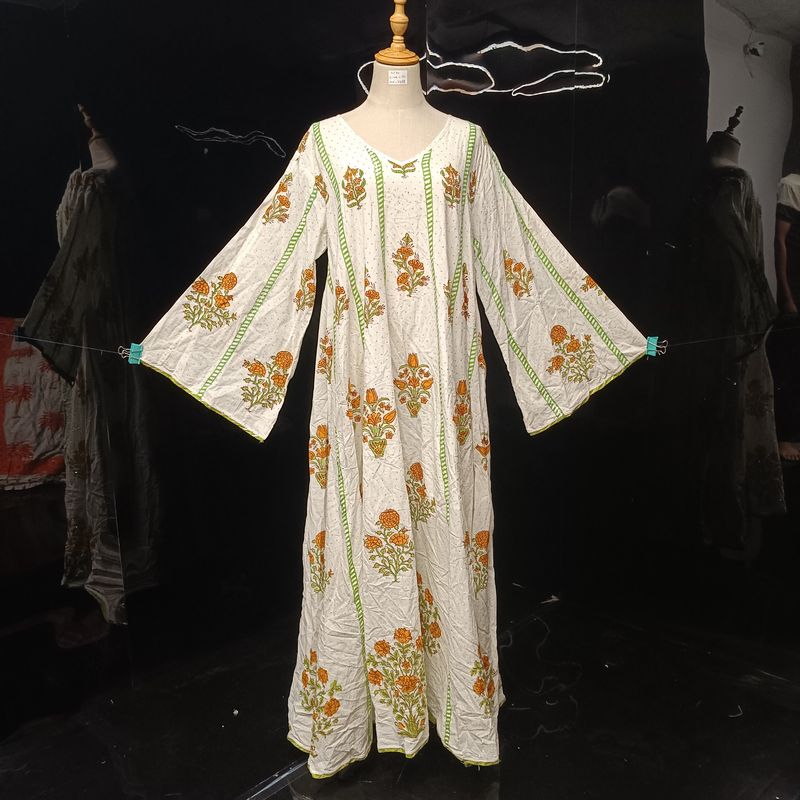 L/XL   Meher Crystal Cotton Dress 56" Long Jalabiya