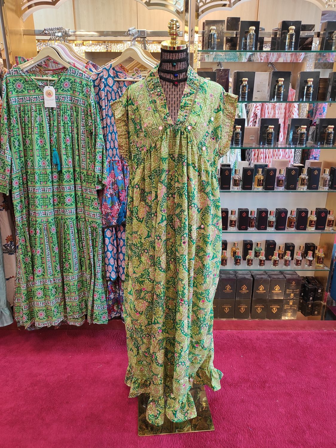 2XL/3XL Amani Printed Silk Dress 57" Long Jalabiya