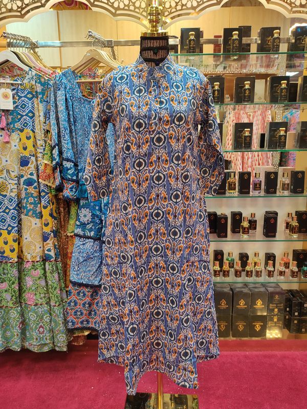 10-11 Year Marry Printed Cotton Girls Dress 46"Long Jalabiya