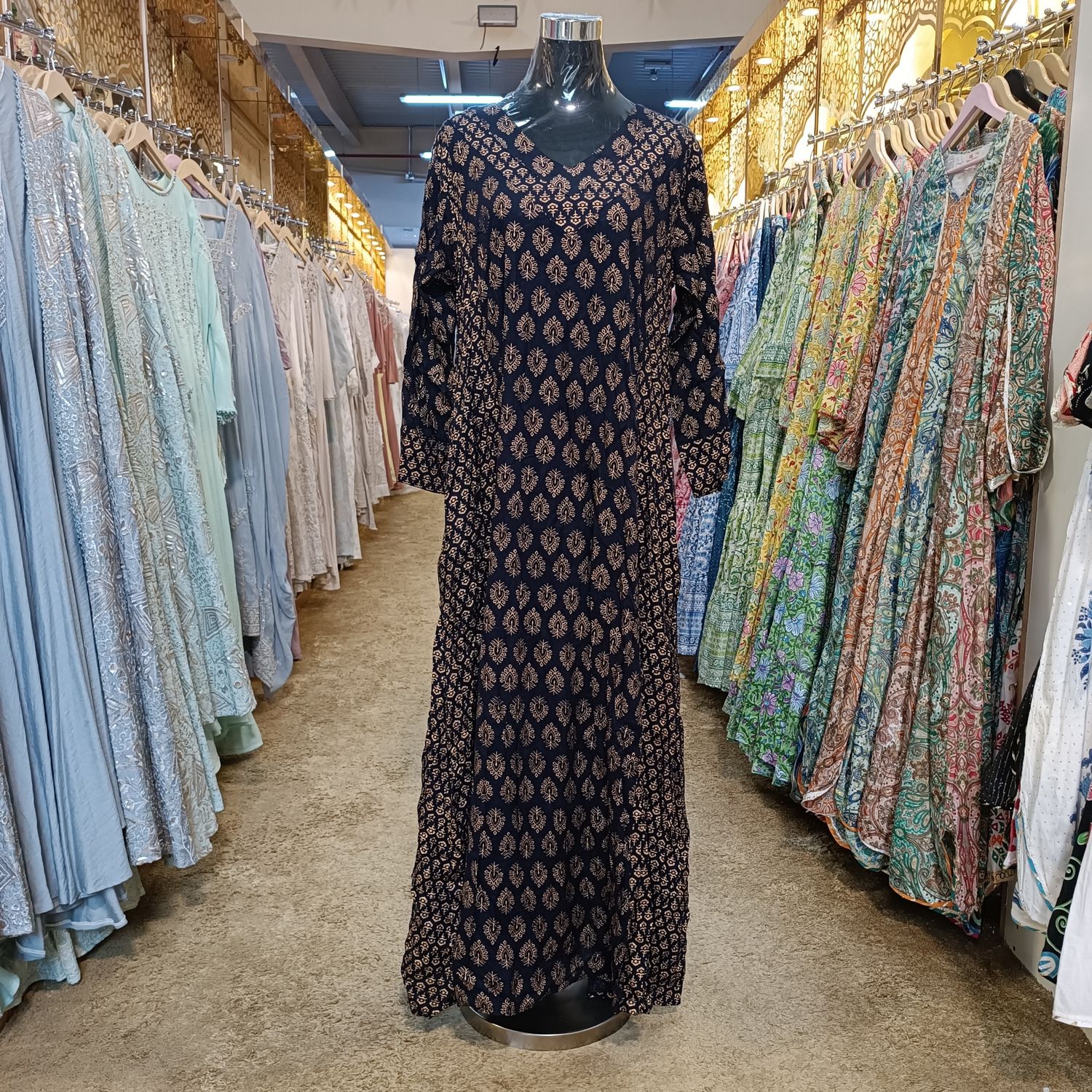 NOORA 100 cotton jalabia gold print