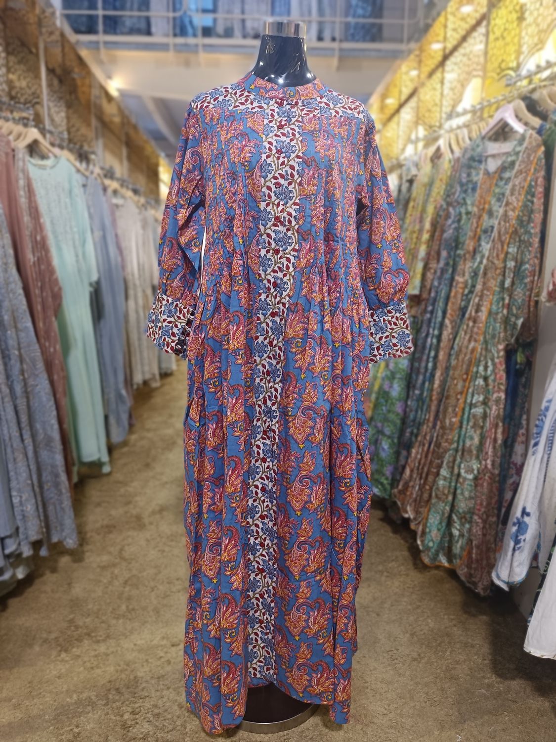 2XL/3XL  Aafreen Printed Cotton Dress 57" Long Jalabiya
