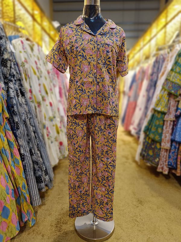 S/M Short Sleeves Cotton Pajama Set