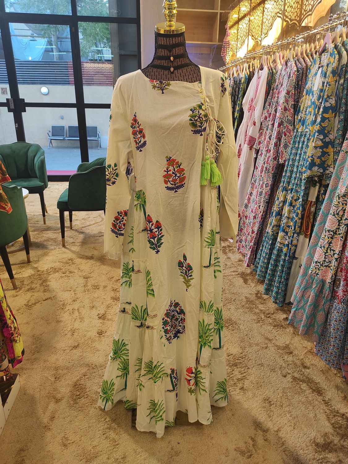 2XL/3XL Cindrella Printed Cotton Dress 57" Long Jalabiya