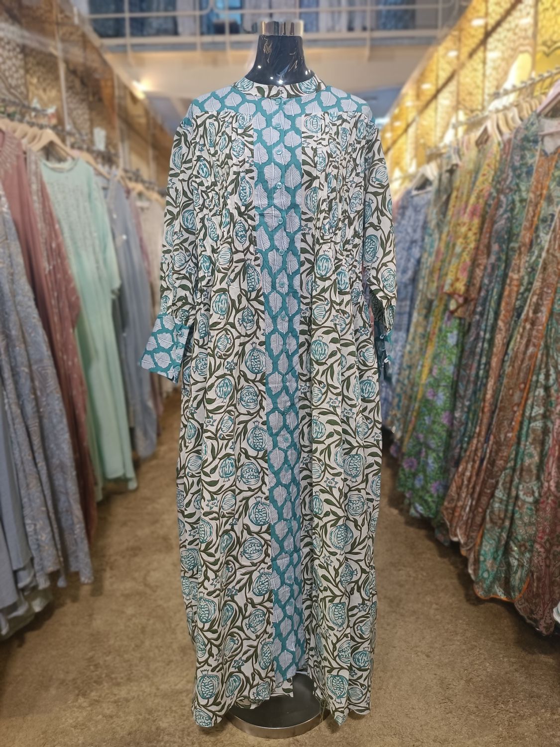 2XL/3XL  Aafreen Printed Cotton Dress 57" Long Jalabiya