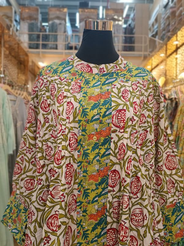 2XL/3XL Aafreen Printed Cotton Dress 57" Long Jalabiya