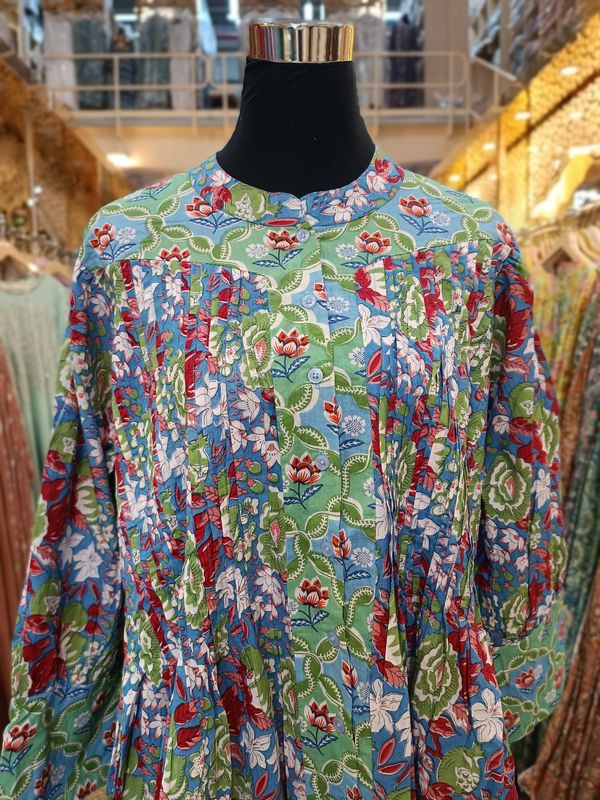 2XL/3XL  Aafreen Printed Cotton Dress 57" Long Jalabiya