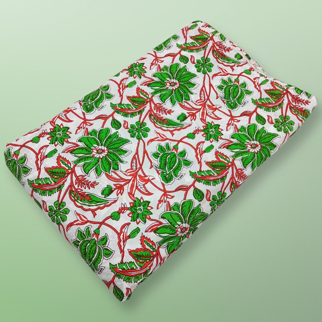 4 Meter Cotton Hand Printed Fabric