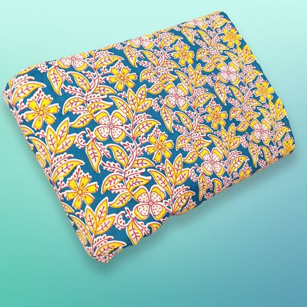 4 Meter Cotton Hand Printed Fabric