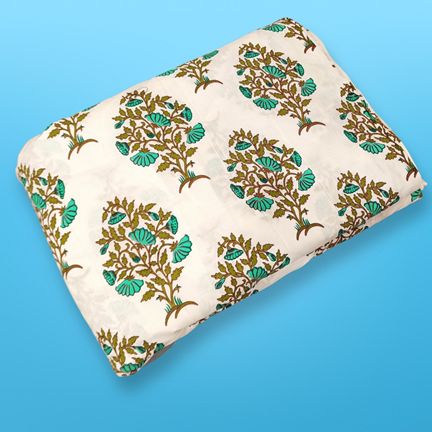4 Meter Cotton Hand Printed Fabric