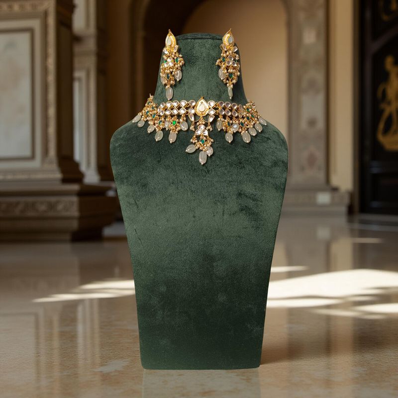 Luxury Kundan Necklace set with Earrings and Tika
