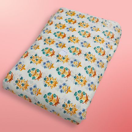 4 Meter Cotton Hand Printed Fabric