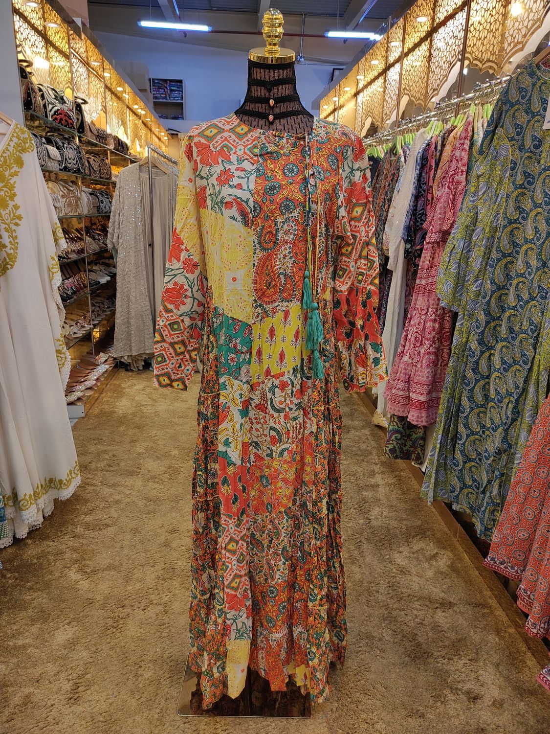 S/M Cindrella Printed Cotton Dress 57" Long Jalabiya