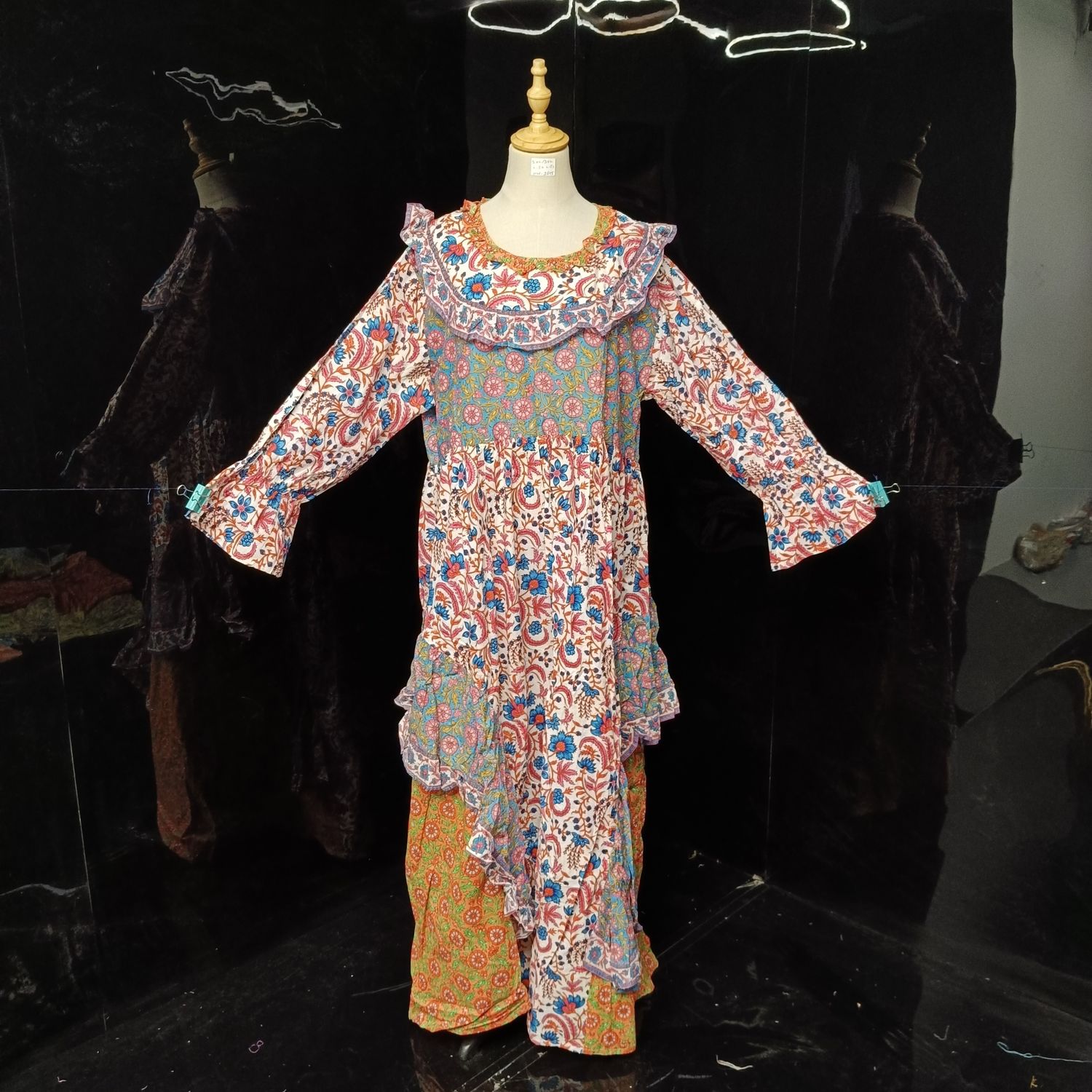 2XL/3XL Jalila Printed Cotton Dress 57" Long Jalabiya