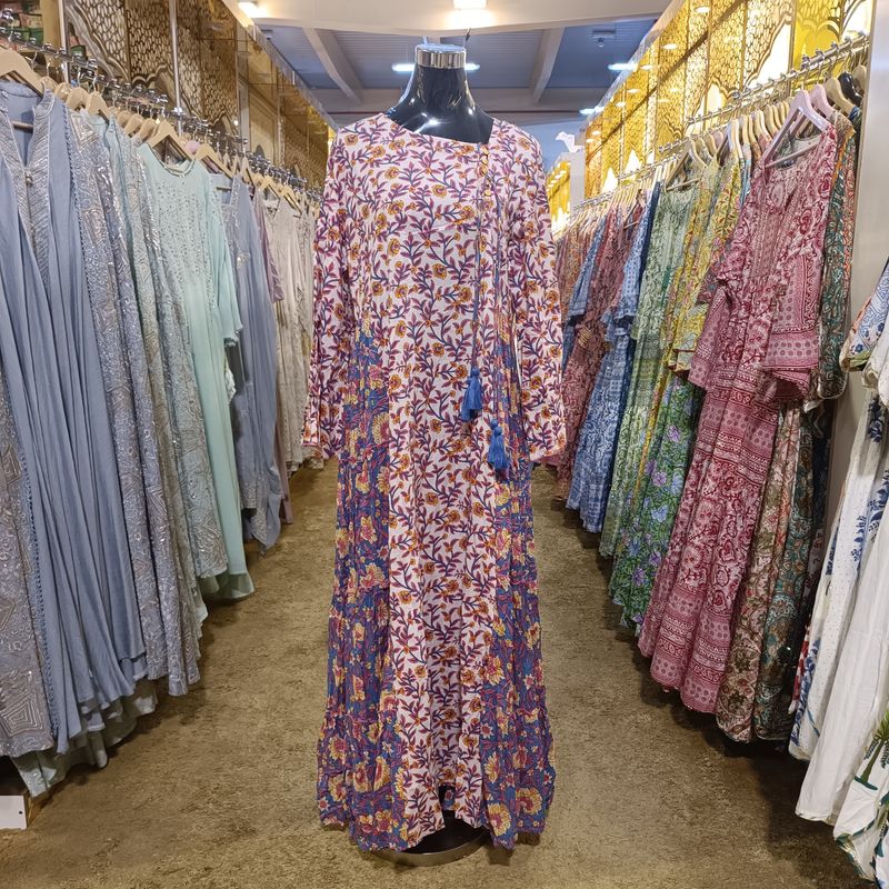 L/XL Cinderella Printed Cotton Dress 57" Long Jalabiyas