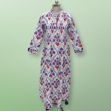 L/XL Sparrow Printed Cotton Dress 57"Long Jalabiya
