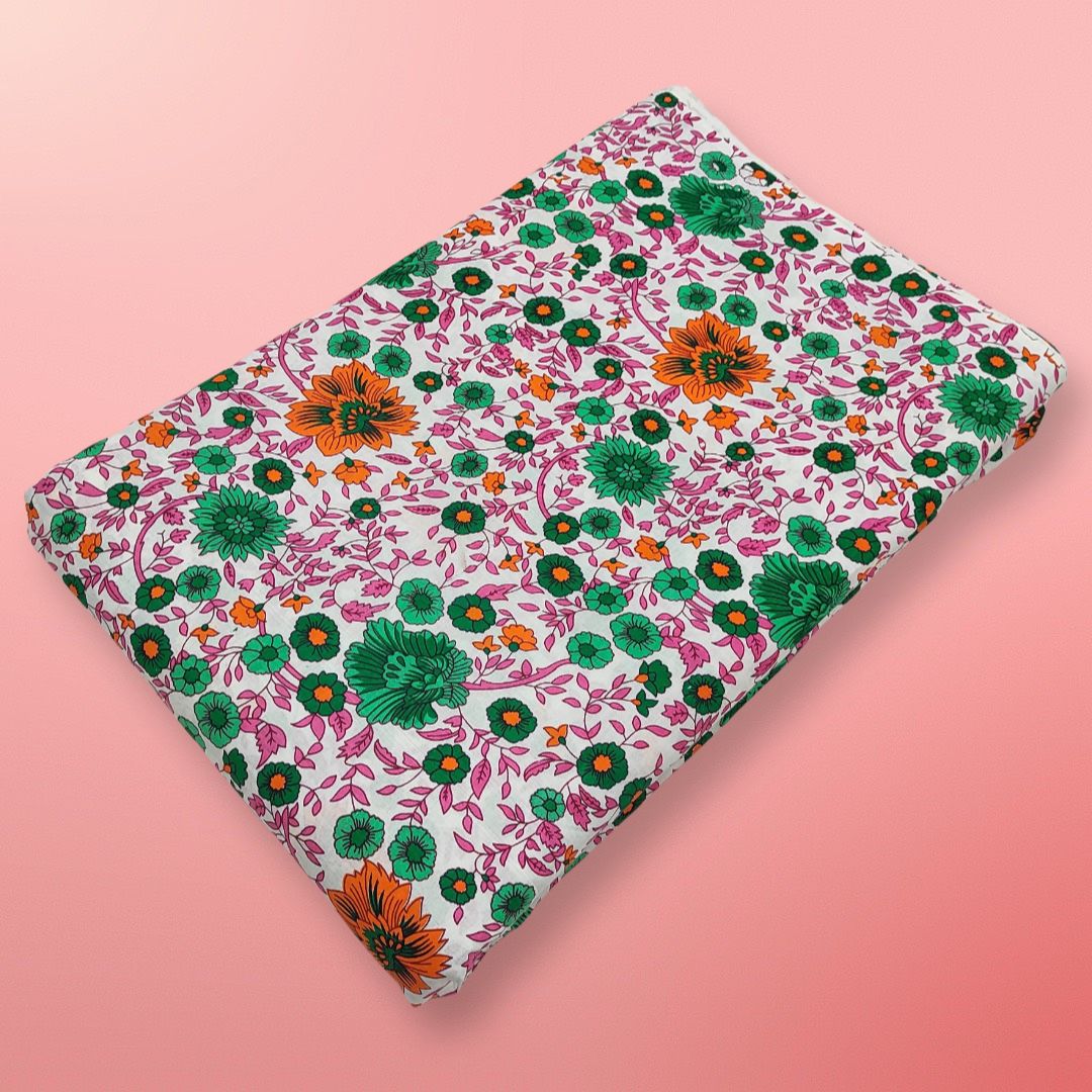 4 Meter Cotton Hand Printed Fabric