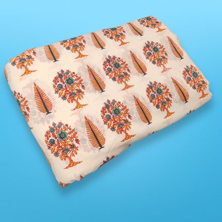4 Meter Cotton Hand Printed Fabric