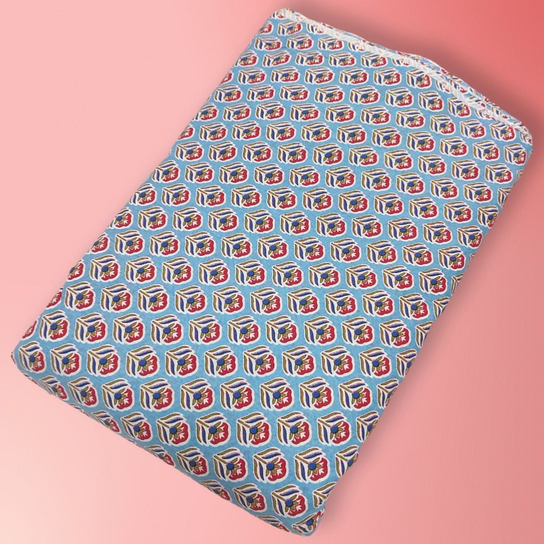 4 Meter Cotton Hand Printed Fabric