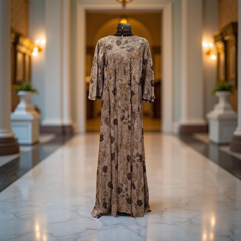 S-M Linen Special Embroidery Dress Length 57"