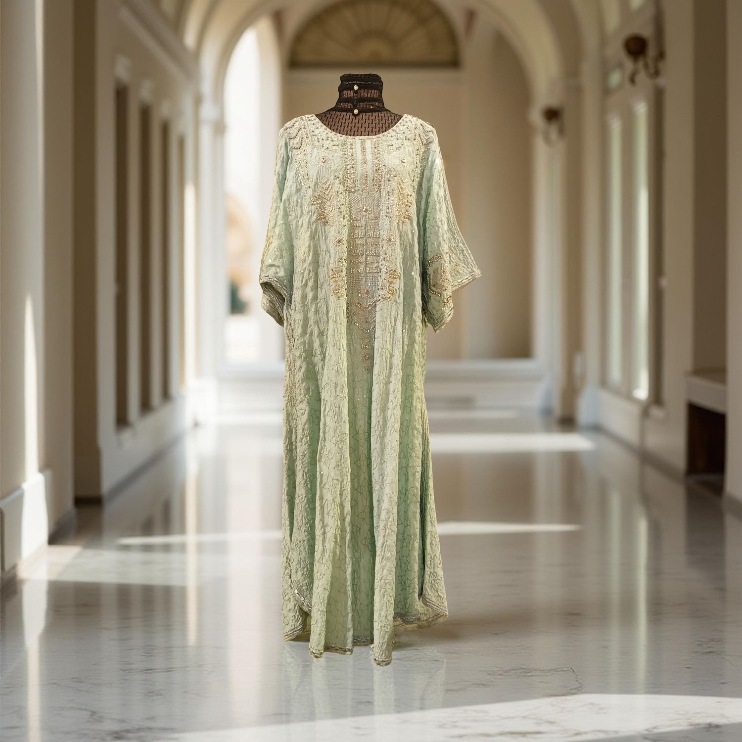 Free Size Linen Special Embroidery Dress Length 52"