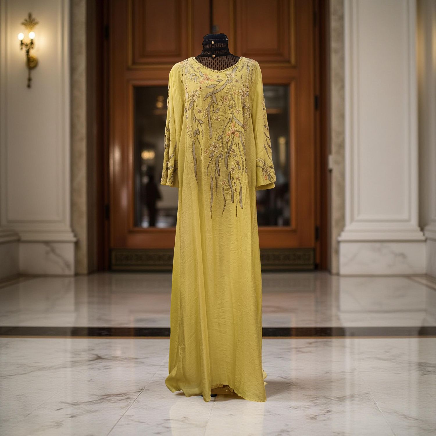 L-XL Linen Special Embroidery Dress Length 57"