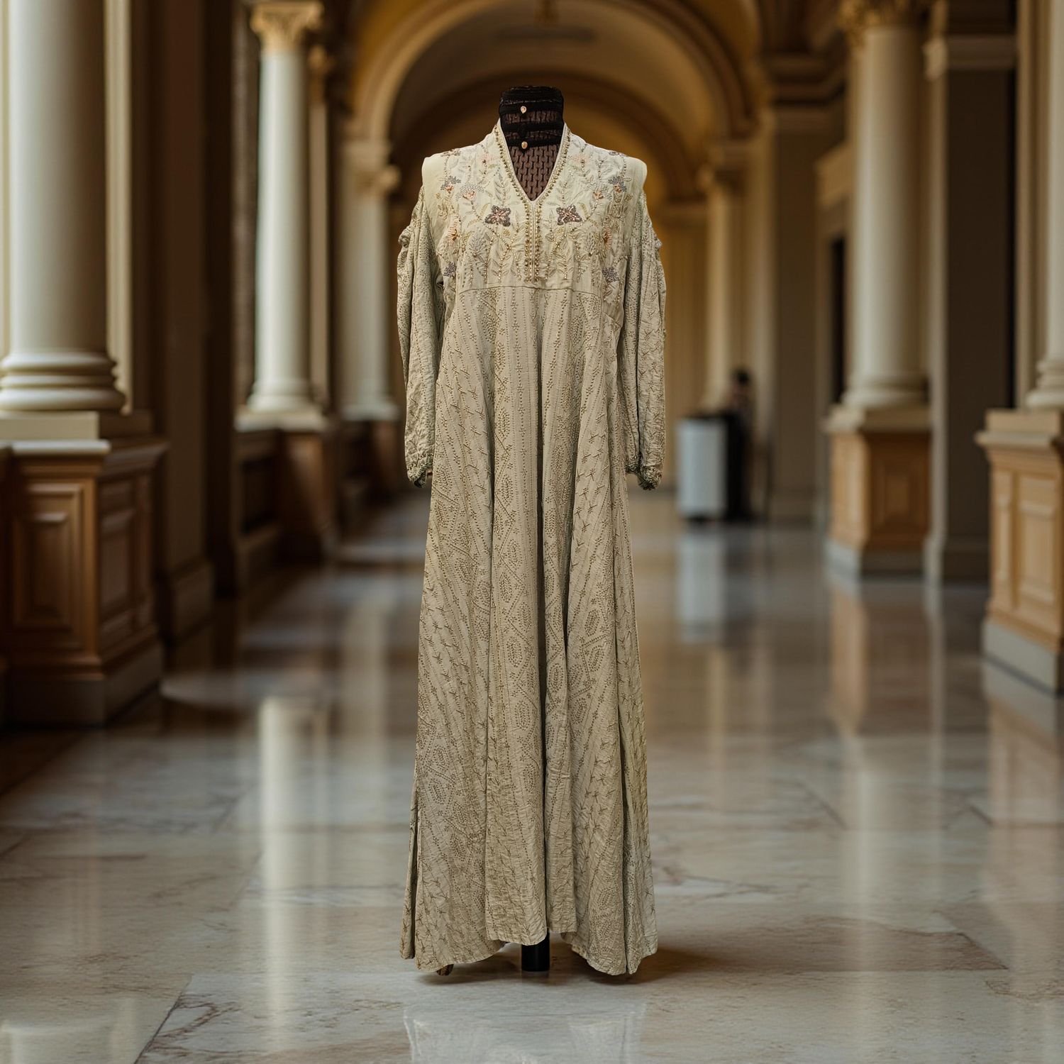 S-M Linen Special Embroidery Dress Length 57"