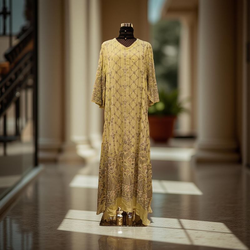 2XL-3XL Linen Special Embroidery Dress Length 53"