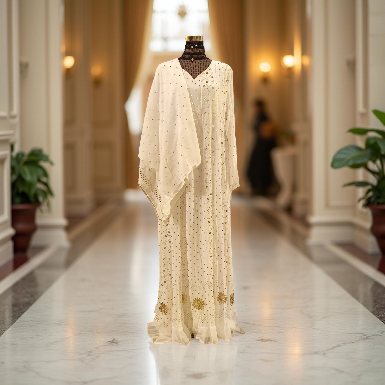 Free Size Linen Special Embroidery Dress Length 59" With Sheila