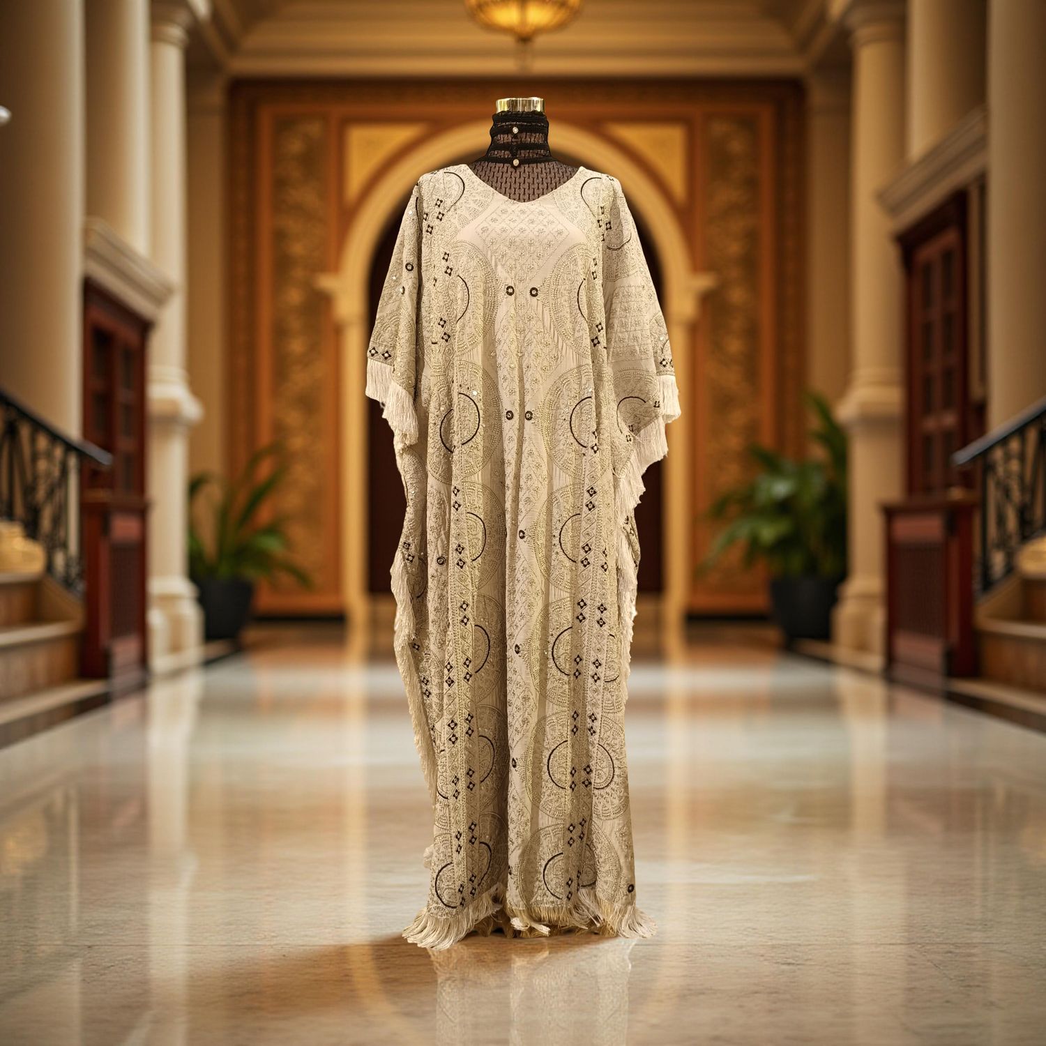 Free Size Linen Special Embroidery Dress Length 58"