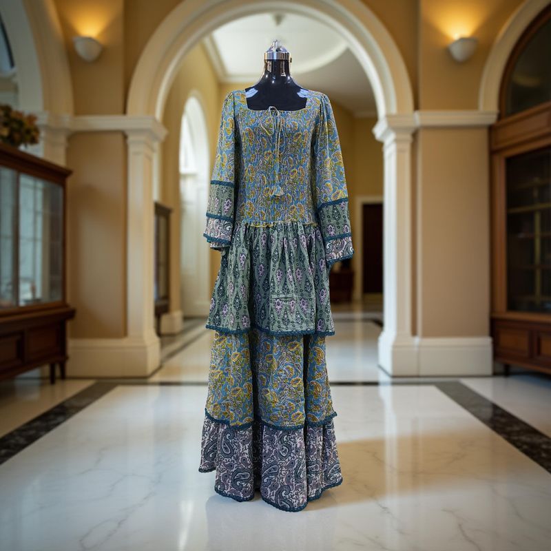 2X/3X Rahima Printed Cotton Dress 57" Long Jalabiya