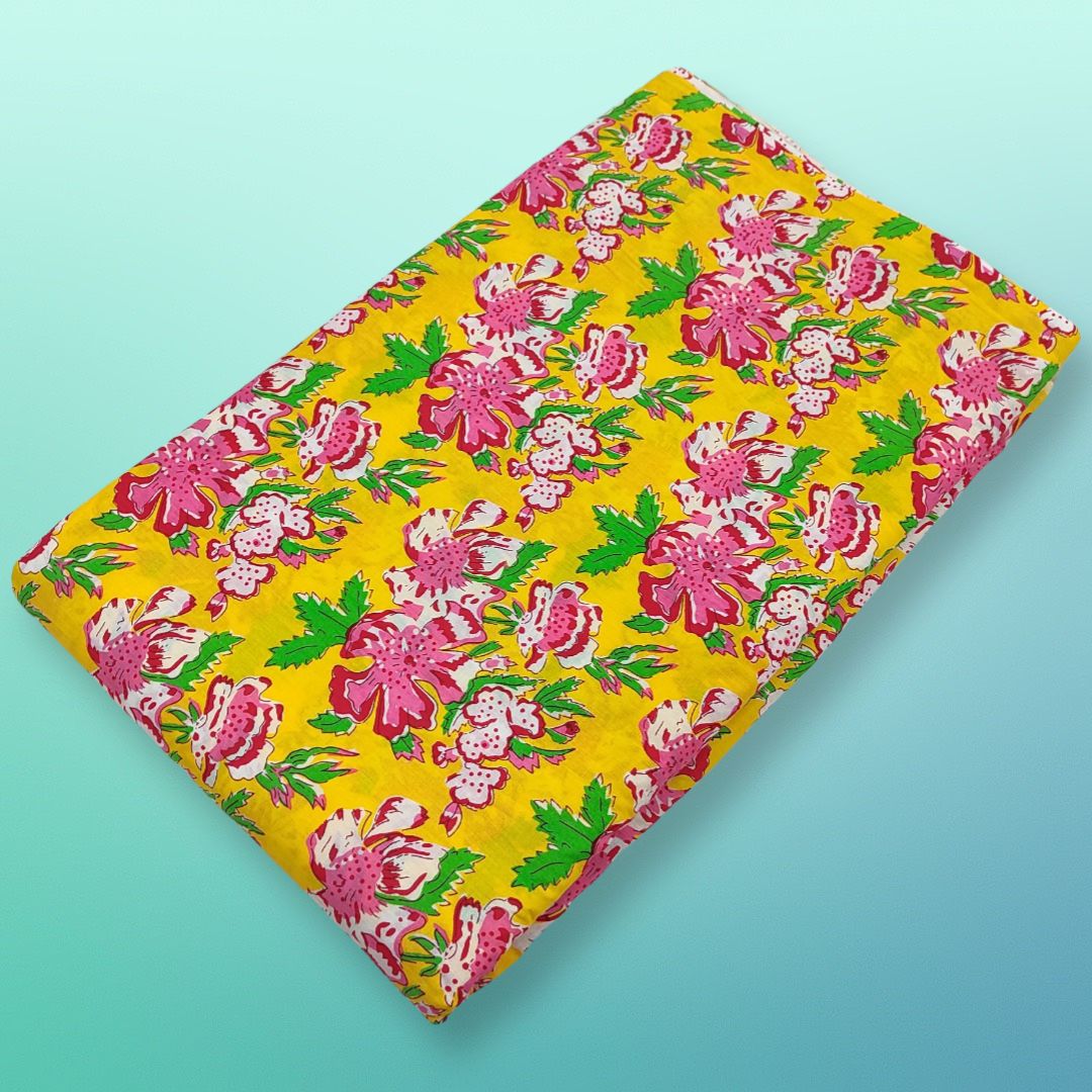 4 Meter Cotton Hand Printed Fabric