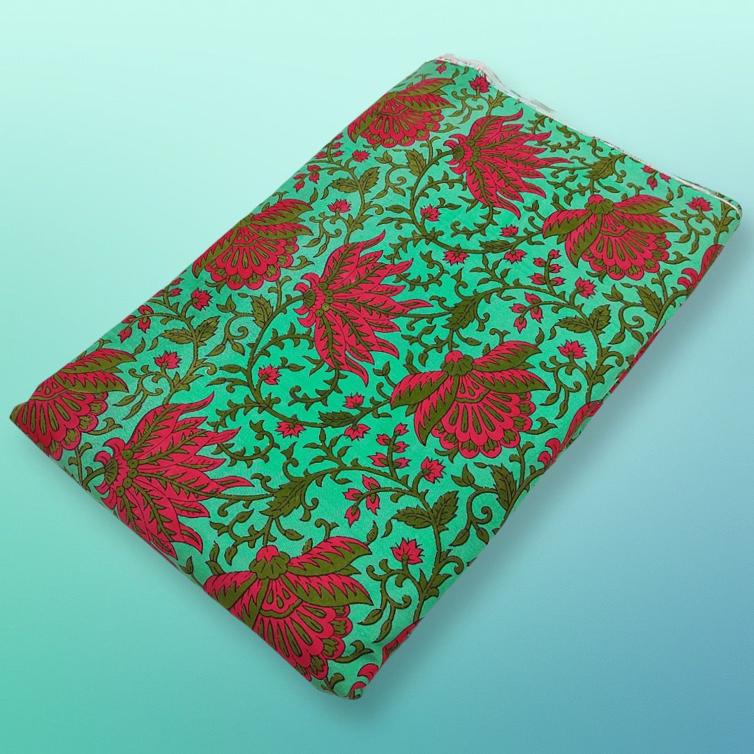 4 Meter Cotton Hand Printed Fabric