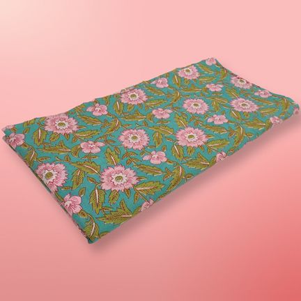 4 Meter Cotton Hand Printed Fabric
